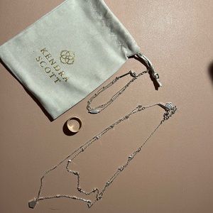 Kendra Scott bracelet, necklace, and ring with hammered silver detailing